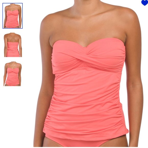 NEW JANTZEN Vibe Vamp Ruched Tankini Top Swim Coral Women size 8 - Picture 2 of 3